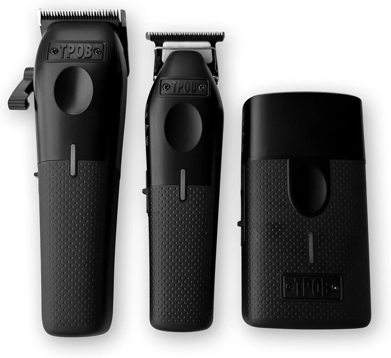 

Professional Men's Hair Clippers 7500 RPM with Rubber Grips, Blackout 3-Piece Set for Smooth Cuts