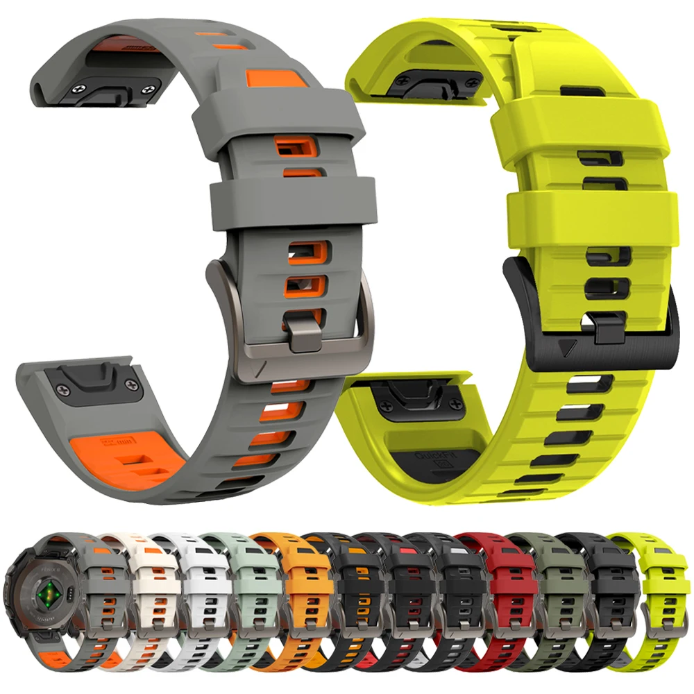 QuickFit سيليكون 22 مللي متر 26 مللي متر حزام ل Garmin Forerunner 965 955 Solar 945 LTE 935 745 S70 47 مللي متر الرياضة لينة حزام (استيك) ساعة اكسسوارات