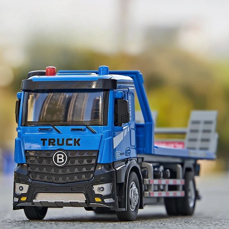 

Simulation 1:24 alloy electric trailer flat engineering vehicle toy model ornament
