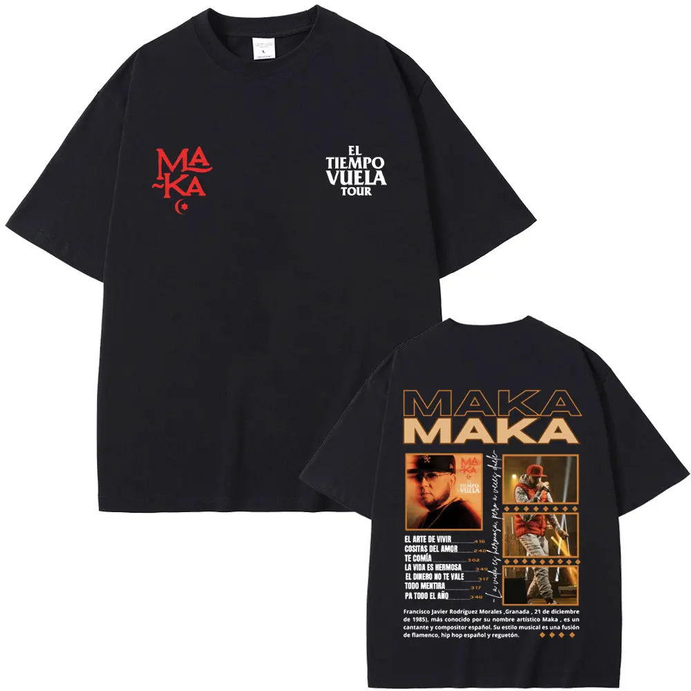 

Rapper Maka El Tiempo Vuela 2025 Tour Double Sided Print T-shirts Aura Graphic Tshirt Men Women Hip Hop Fashion Music T Shirts
