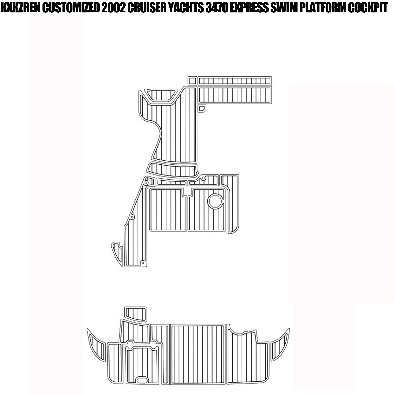 KXKZREN Customized 2002 Cruiser Yachts 3470 Express Swim Platform Cockpit Boat EVA Foam Faux Teak Flooring Pad Yacht Deck Sheet