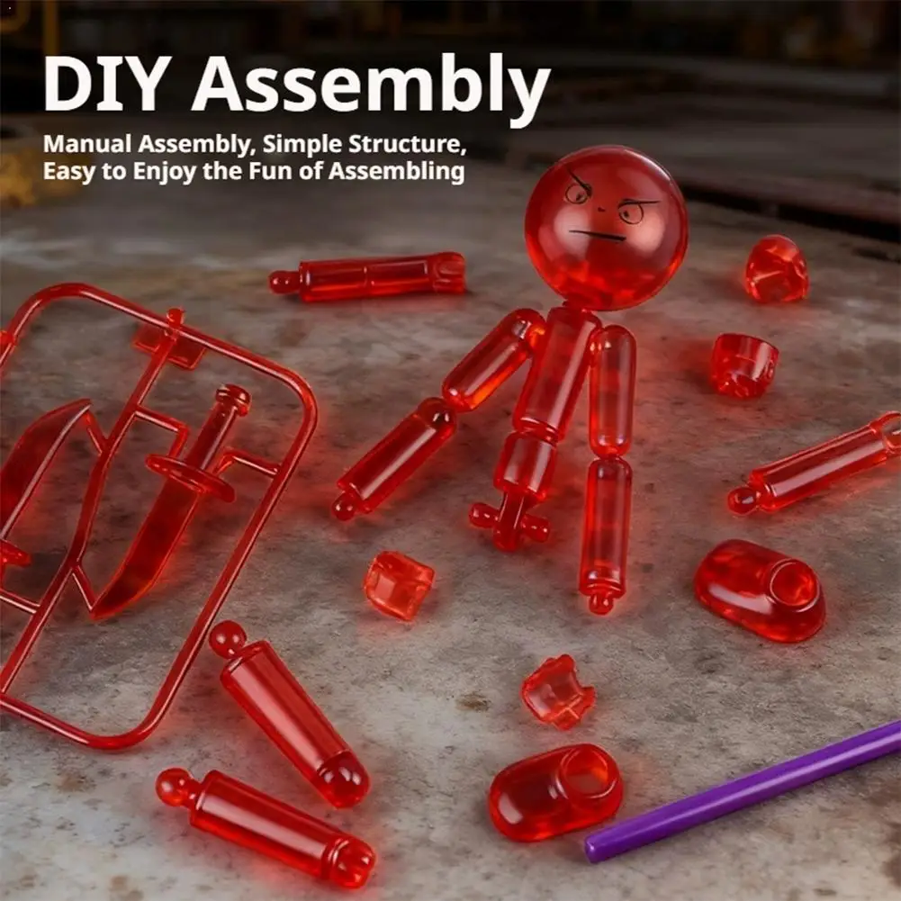 

3D-печатная шарнирная фигурка-робот для самостоятельной сборки, подвижная, красная, полупрозрачная, модель-игрушка, подарок