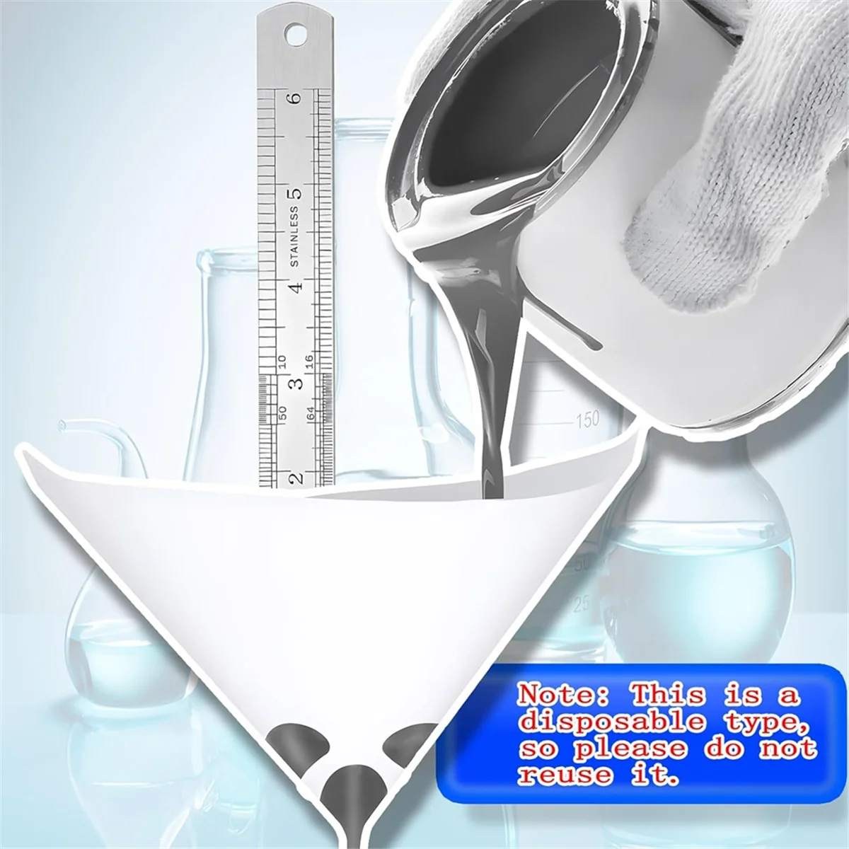

AA98 60Pcs Paint Strainers Paper Cone Paper Paint Filters with Silicone Funnel for Automotive Body Repair Painting