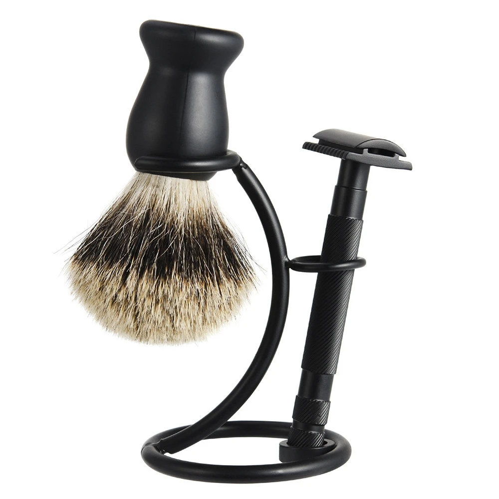 1 Pcs 2 In1 Men Shaving Tool Holder Curved Shaving Brush Manual Razor Stand Holders Beard Accessories