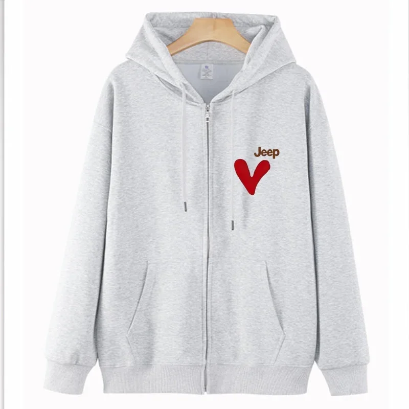 JEEP High Quality Cotton Hoodie, 2026 New Unisex Full Zip Jacket, Casual Pocket Versatile Sweatshirt