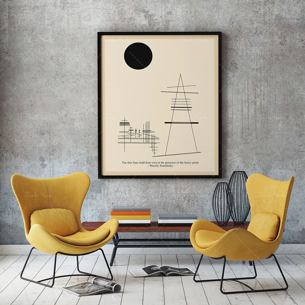 Geometrisches Kunstposter mit Wassily Kandinsky-Linie, moderner abstrakter Bauhaus-Stil, geeignet für die Heimdekoration im Wohnzimmer