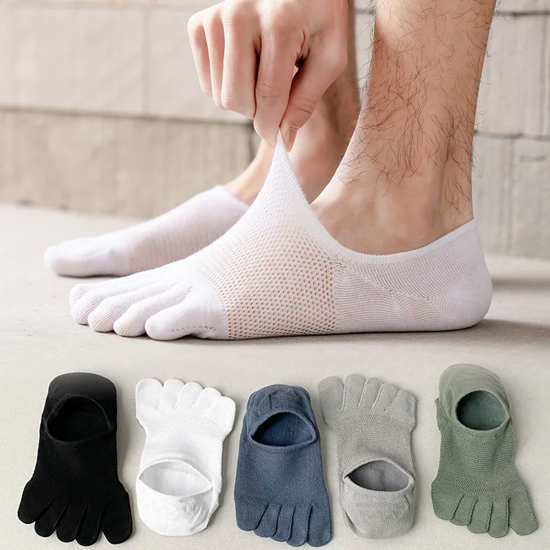 Summer Five Finger Short Socks Unisex Sports Running Breathable Split Toe Socks Solid Color Thin Five-Finger Ankle Crew Sock