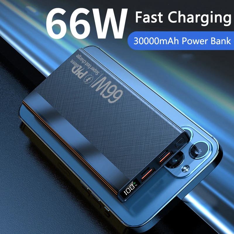 Power Bank 30000mAh 66W Fast Charging Powerbank Portable Charger External Battery Pack For iPhone 15 14 13 Huawei Xiaomi Samsung