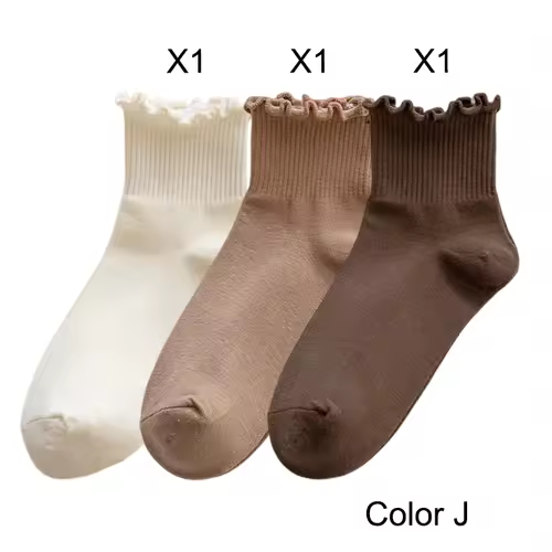 3 Pairs/Lot Cute Socks For Women New Japanese Style Breathable Girls Short Socks Kawaii Solid Socks Frilly Ruffle Socks Casual - Image 20