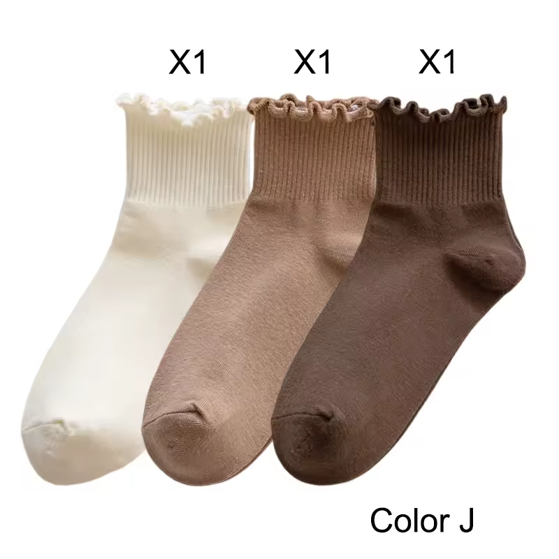 3 Pairs/Lot Cute Socks For Women New Japanese Style Breathable Girls Short Socks Kawaii Solid Socks Frilly Ruffle Socks Casual - Image 20