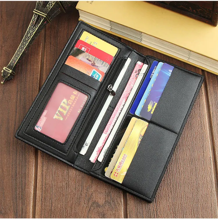 Herren Lange Schlanke Geldbörse, Business Premium PU-Leder Clutch, Große Kapazität Brieftasche mit Mehreren Kartenfächern, Casual Alltagstasche