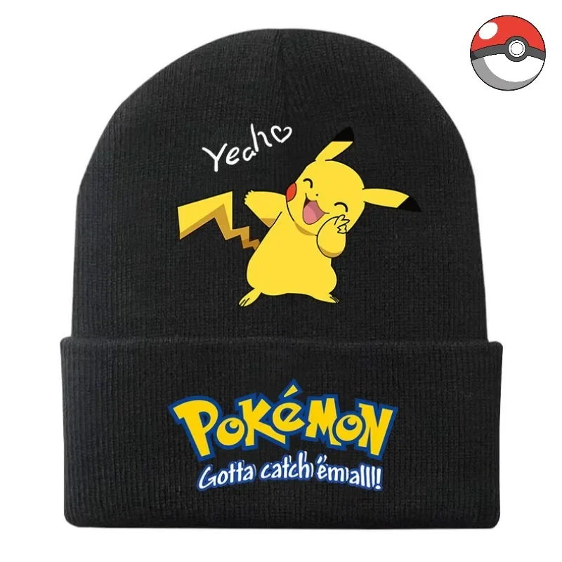 Baokemeng Pikachu Wool Hat Cartoon Knitting Cute Cartoon Poké Mon Printed Fisherman's Hat Outdoor Warm Line Hat Student Hat Gift