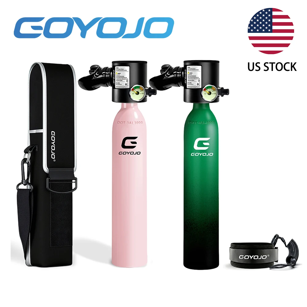 GOYOJO Mini Scuba Tank 0.5L Portable Diving Tank with DOT Certification  5-10 Minutes Reusable Under Water Breathing Pony Bottle Diving Entertainment Boat Cleaning Backup Air Supply 3000PSI