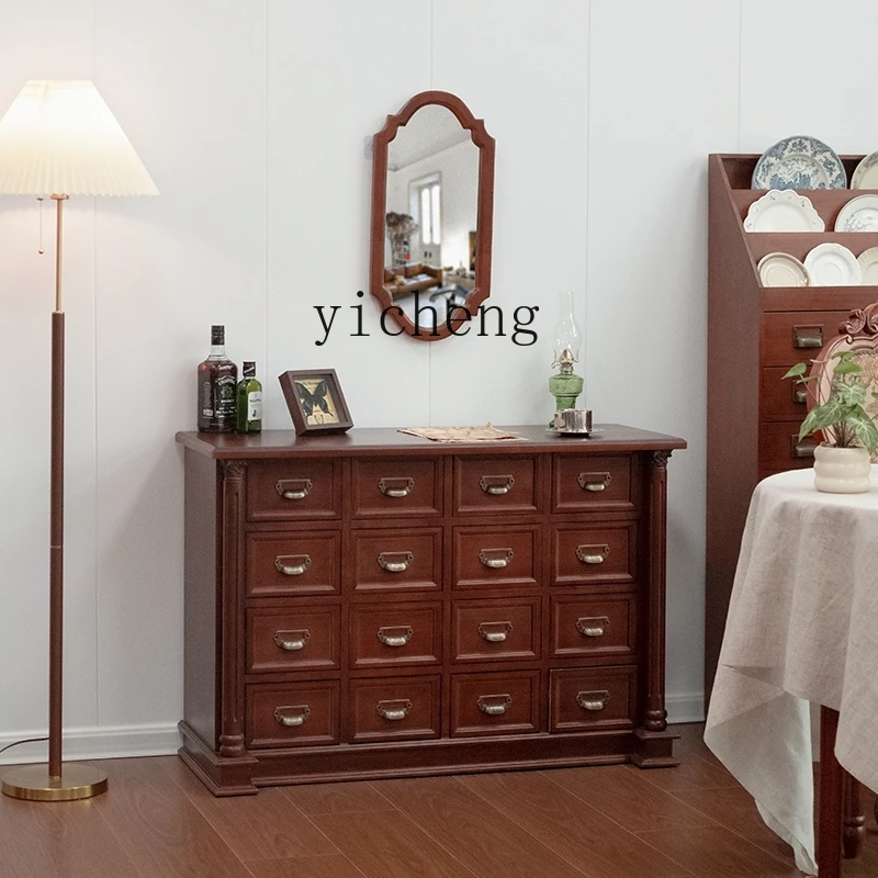 

XL American medieval style bucket cabinet floor-to-ceiling against the wall, solid wood retro storage bedroom