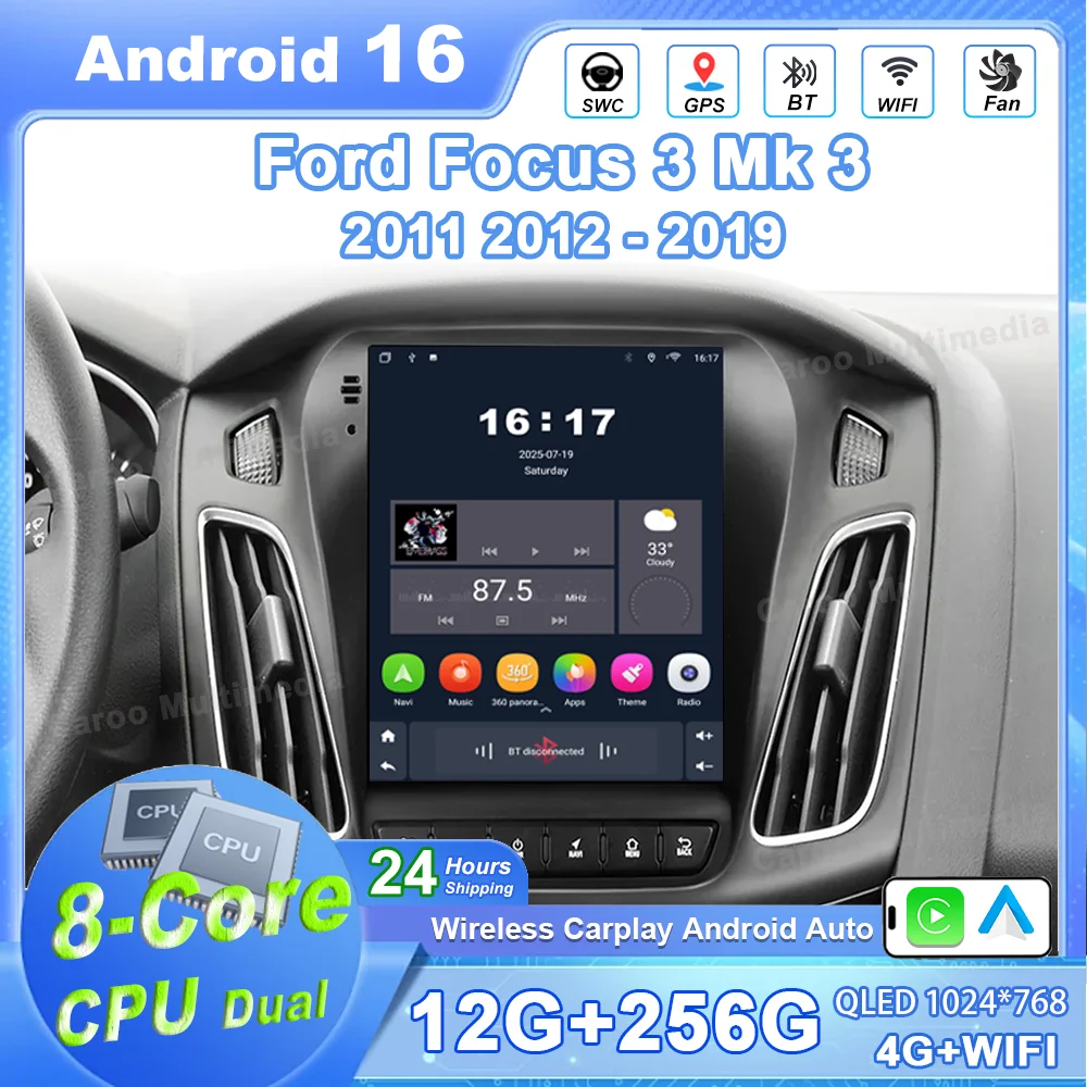 9.7 polegadas android 16 para ford focus 3 mk 3 2011 2012 - 2019 multimídia rádio do carro carplay player de vídeo navegação gps estéreo não 2d