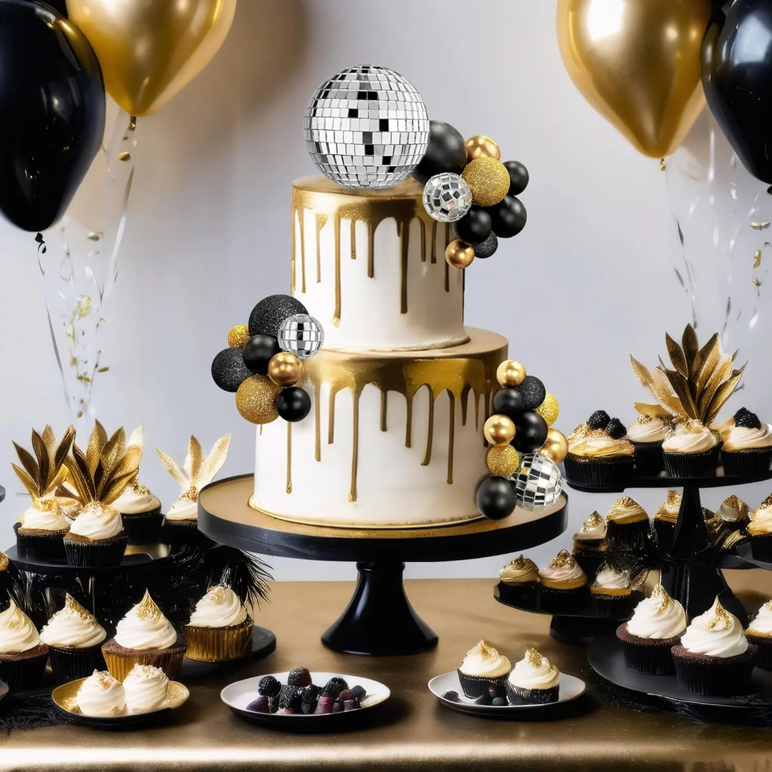 31 Stück lila Discokugeln Kuchendekorationen Perle Glitzer Silber Kugeln Kuchendeckel für Hochzeit Geburtstag Babyparty Cupcake Dekor – Detail 31