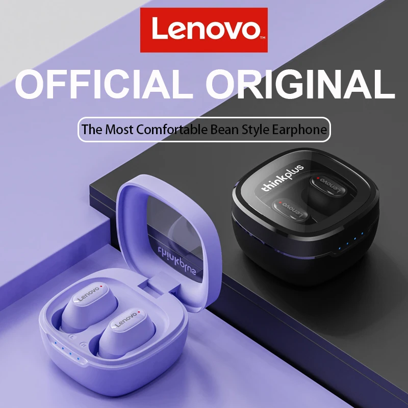 Lenovo-Bluetooth v5.0 T62ヘッドセット,オリジナルのワイヤレスヘッドセット,低遅延,デュアルマイク付きhd通話,xt62