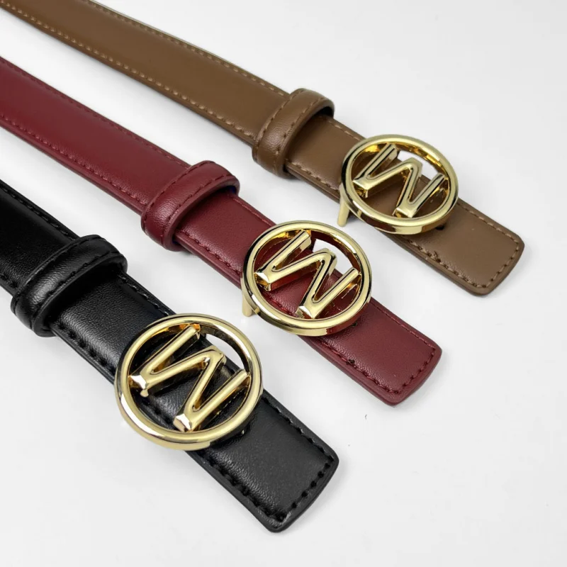 Women's PU Leather Belt with Lunar Button, Temperament Belt, Daily Decoration, Versatile Jeans, Fashion 2024