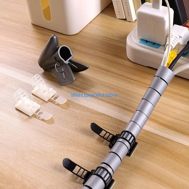 34YA 100 Pcs Desk Wire Cable Ties Zip Ties Adhesive Cord Clips Cable Manage