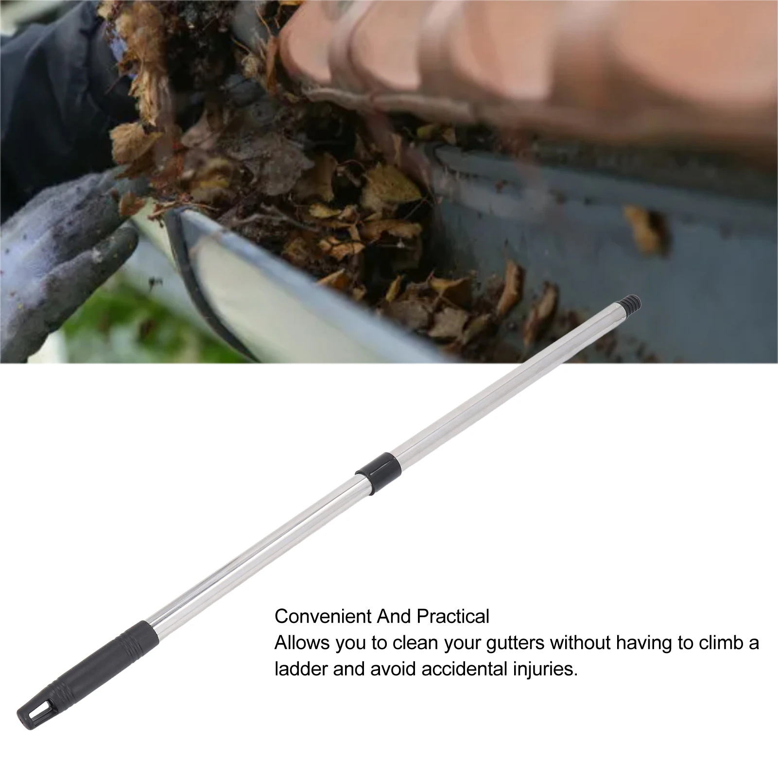 Gutter Cleaner Pole Aluminum Alloy 2‑8.2ft Stretchable Roofing Tool Extension Poles