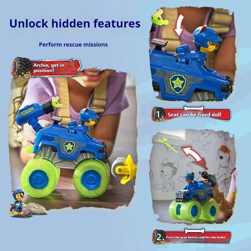 Paw Patrol 큰 트럭 함대 변환 구조 차량 스페셜 에디션 어린이 장난감 선물 순찰 자동차는 변형으로 배출 될 수 있습니다