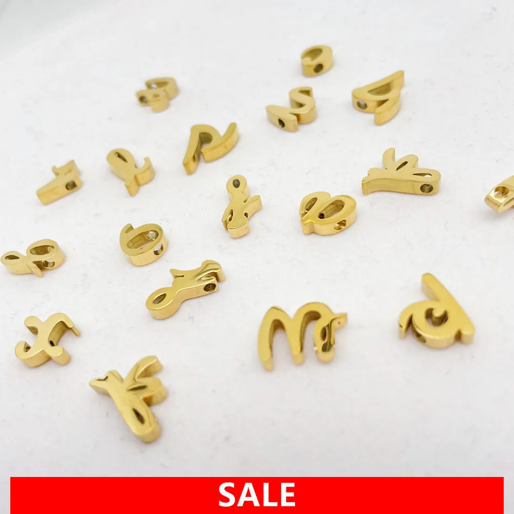 Alphabet Stainless Steel Beads Making Mirror Polished Stainless Steel English Letters DIY Beads Charms 1.8mm Hole