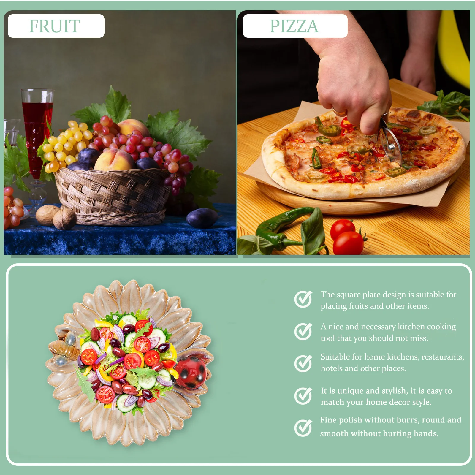 

Artistic Ceramic Sunflower Bowl Snack Plate Serving Dish for Fruits Decorative Home Kitchen Porcelain Food Tray Salad Plate