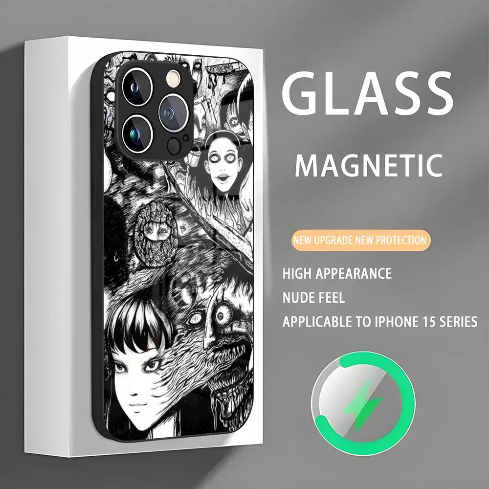 Comic T-Tomie Junji Ito Manga Phone Case Iphone 16 Pro Max Case 15 14 13 12 11 X XR XS XSMAX 8 Plus Mini Pro Max Glass Magnetic