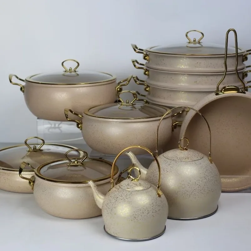 23‑Pcs Granite Non‑Stick Cookware Set Export Kitchen Cooking Pot Kit