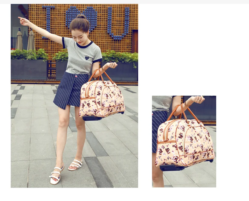 Women travel luggage trolley bag Women Cabin Rolling Bags with wheels  wheeled bag woman Travel Baggage Snakeskin Travel Handbag