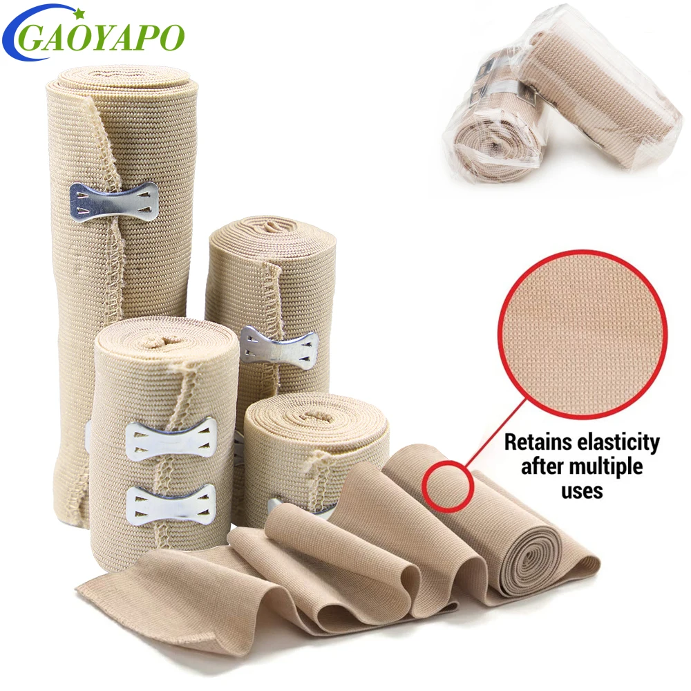 1 Roll Elastic Compression Bandage Wrap - Premium Quality with Hooks, Athletic Sport Support Tape Rolls for Ankle,Wrist,Sprains