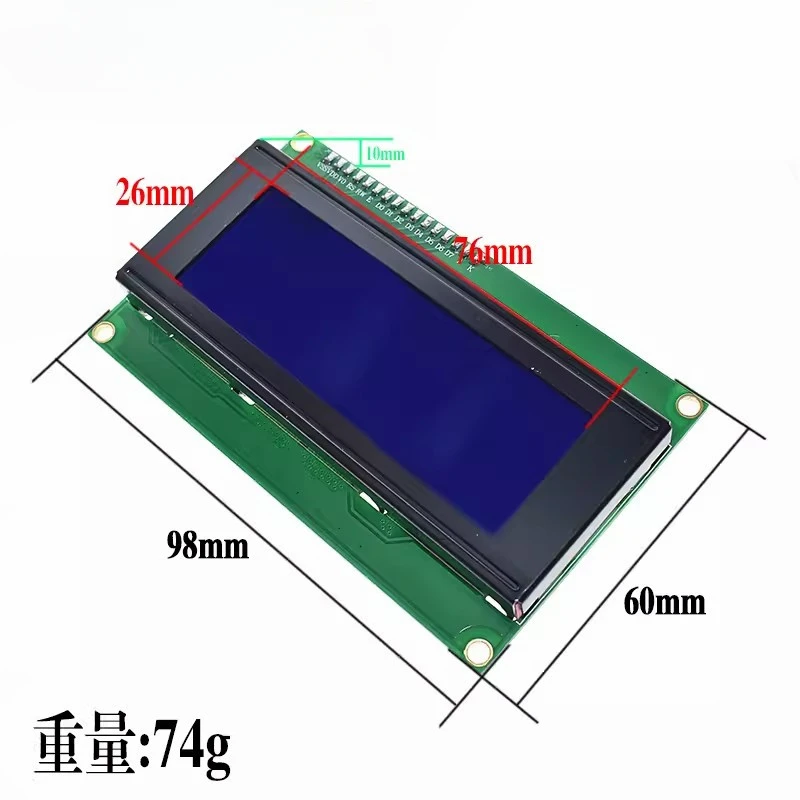 Imagem -02 - Módulo Adaptador de Interface Serial para Arduino Tela Azul e Verde Lcd de Caracteres Hd44780 Iic e I2c 2004 20x4 Pcs Lcd2004 Mais I2c