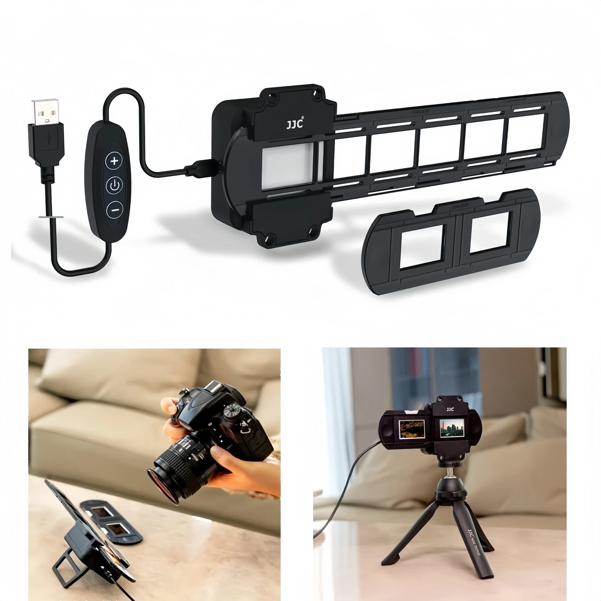 JJC Photo Slide and Film Digitizing Light Kit with 35mm Film Strips and Slides Holder