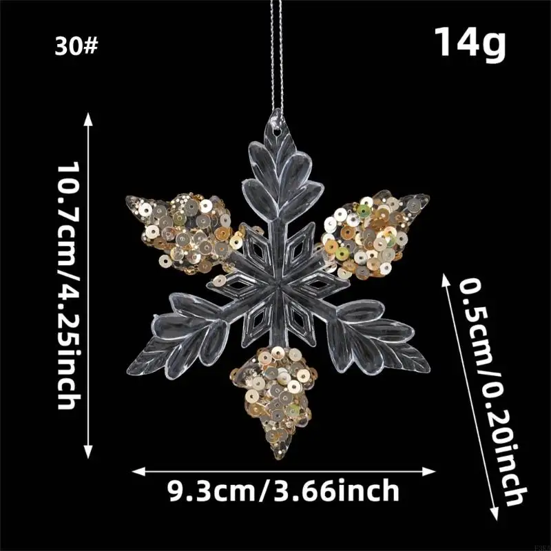   Seasonal Hanging Accent Christmas Tree Ornament with Clear Acrylic-Look Body and Gold Fill Finish for Home Use