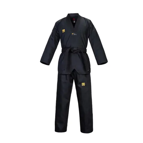 새로운 Mooto Black Taekwondo Unforms Professional World 태권도 추적 도복 키즈 블랙 & 레드 칼라 성인 블랙 칼라 WT 도복