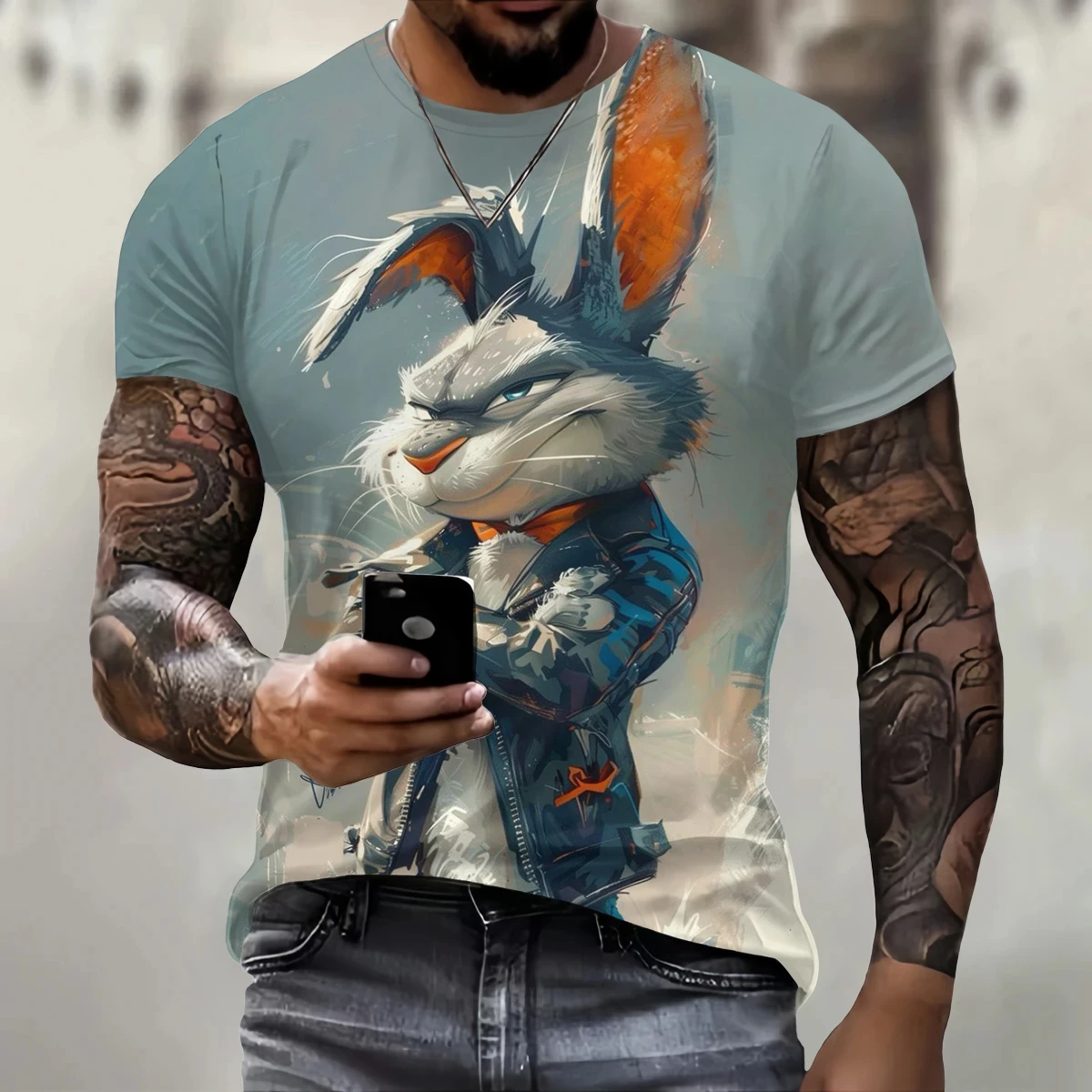 Funny 3D Animal Print T Shirt for Men Street Trend Hip Hop Clothing Casual O-Neck Short Sleeve T-Shirt Fashion Loose Summer Tops