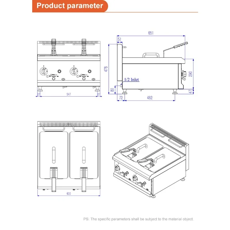 

Commercial Burger Chips Grill Griddle Deep Fryer Fast Food Restaurant Kitchen Equipment
