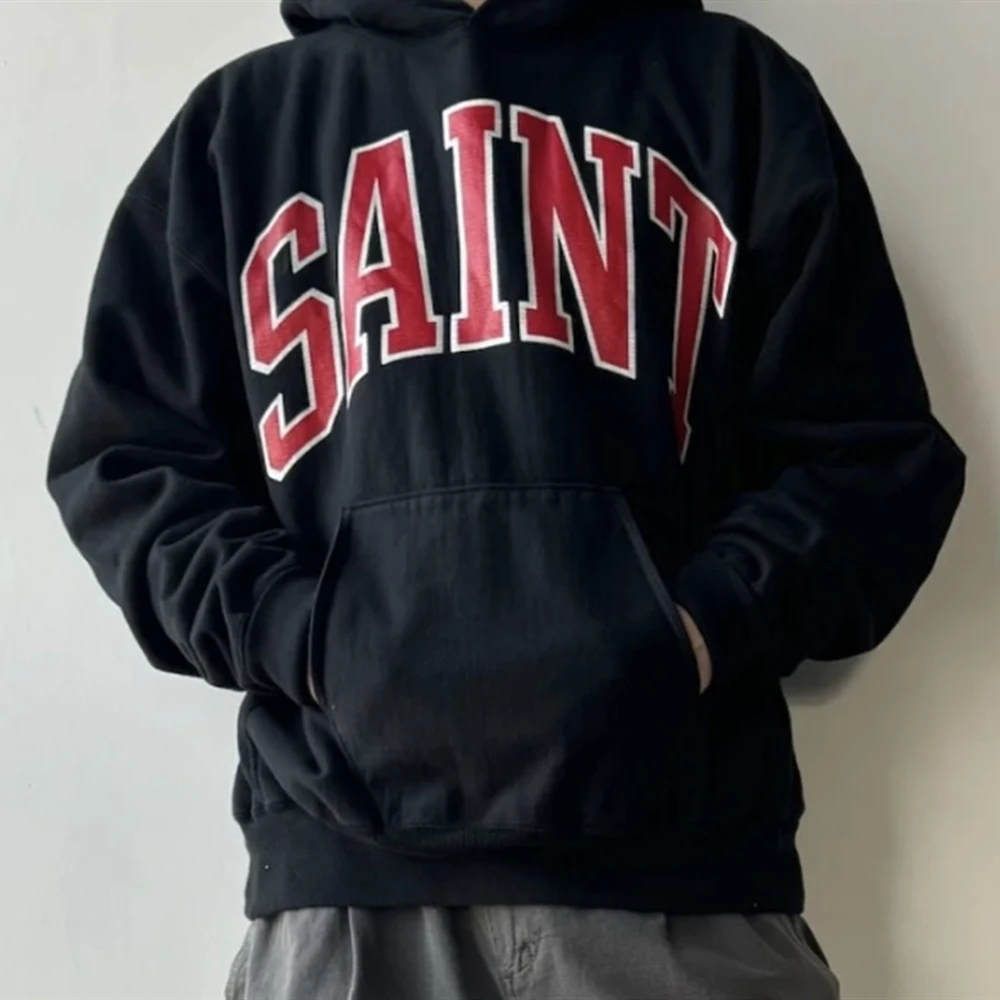 Saint of Michael Mode beste Qualität Vintage bedruckte Tops lässig Sweatshirt lose übergroße Pullover 100% Baumwolle Hoodie für Männer