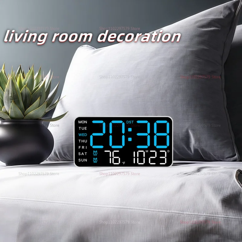 Large screen digital LED wall clock, multifunctional electronic clock, suitable for both living room and office use, hanging or