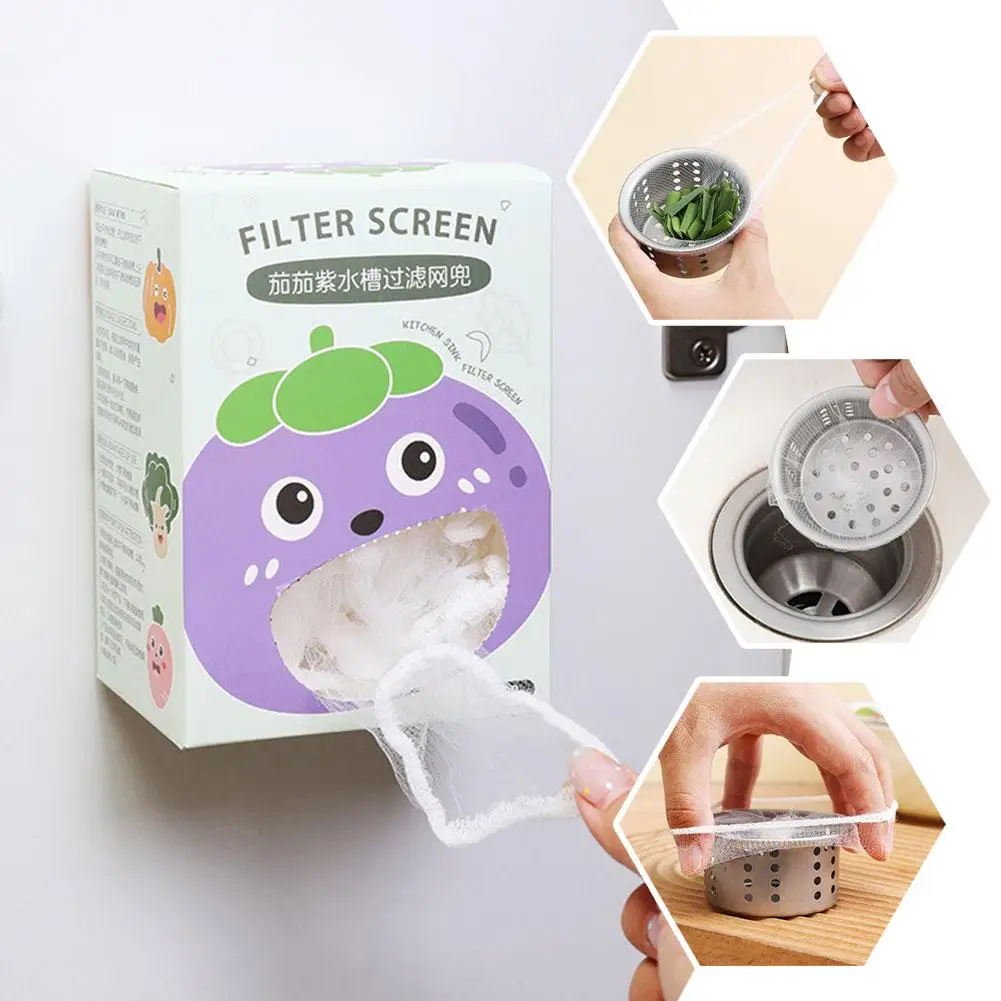 Nylon Sink Strainer Filter Net Kitchen Drain Clogging Residue Disposable Debris Sewer Collector Isolation Prevent Bag Garba T4U2