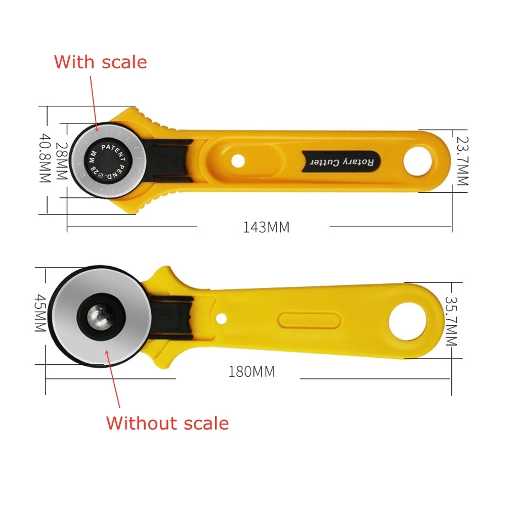 28mm 45mm Rotary Cutter Patchwork Roller Wheel Round Knife With Scale Leather Craft Fabrics Cloth Cutting Tailor Tools