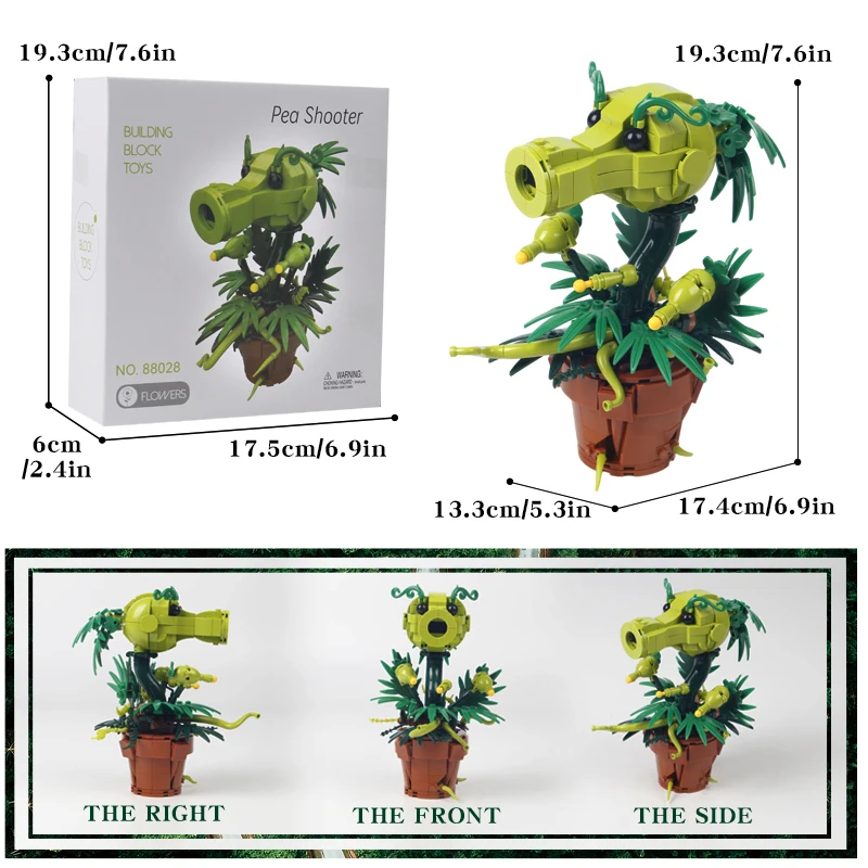 Plantas criativas guerras jogo personagem ervilha atirador blocos de construção bonsai modelo planta vaso montar tijolos brinquedo presente para criança adulto