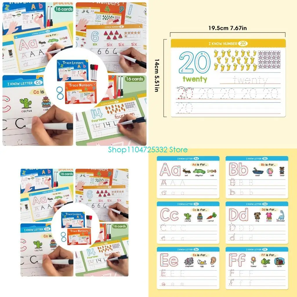 

P5EA Kids Handwriting Training Cards Featuring English Letter Strokes Thick Paper Perfect for Early Education and School Use