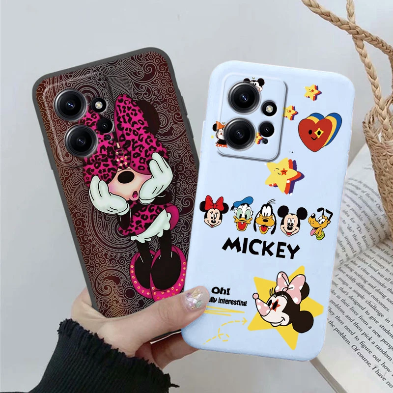 Couple Donald Daisy?For Redmi Note 12 4G Phone Capa Cartoon Pink Bow Mickey Minnie Fundas Soft TPU Case For Redmi Note12 Shell