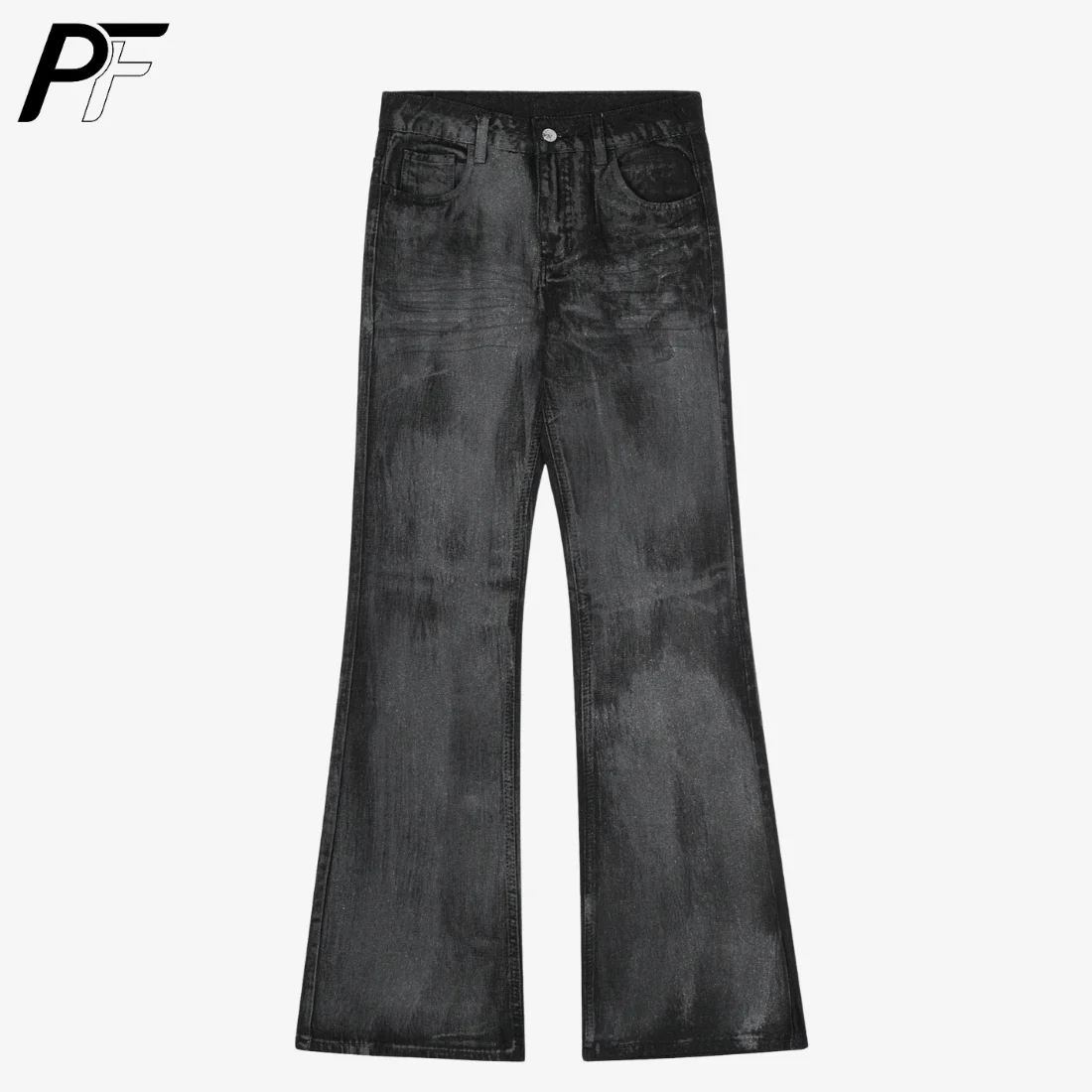 

Retro Black Washed Flare Jeans Trendy Unisex Distressed Bell Bottom Denim Pants American Style Slim Fit Stretch Bootcut Jeans