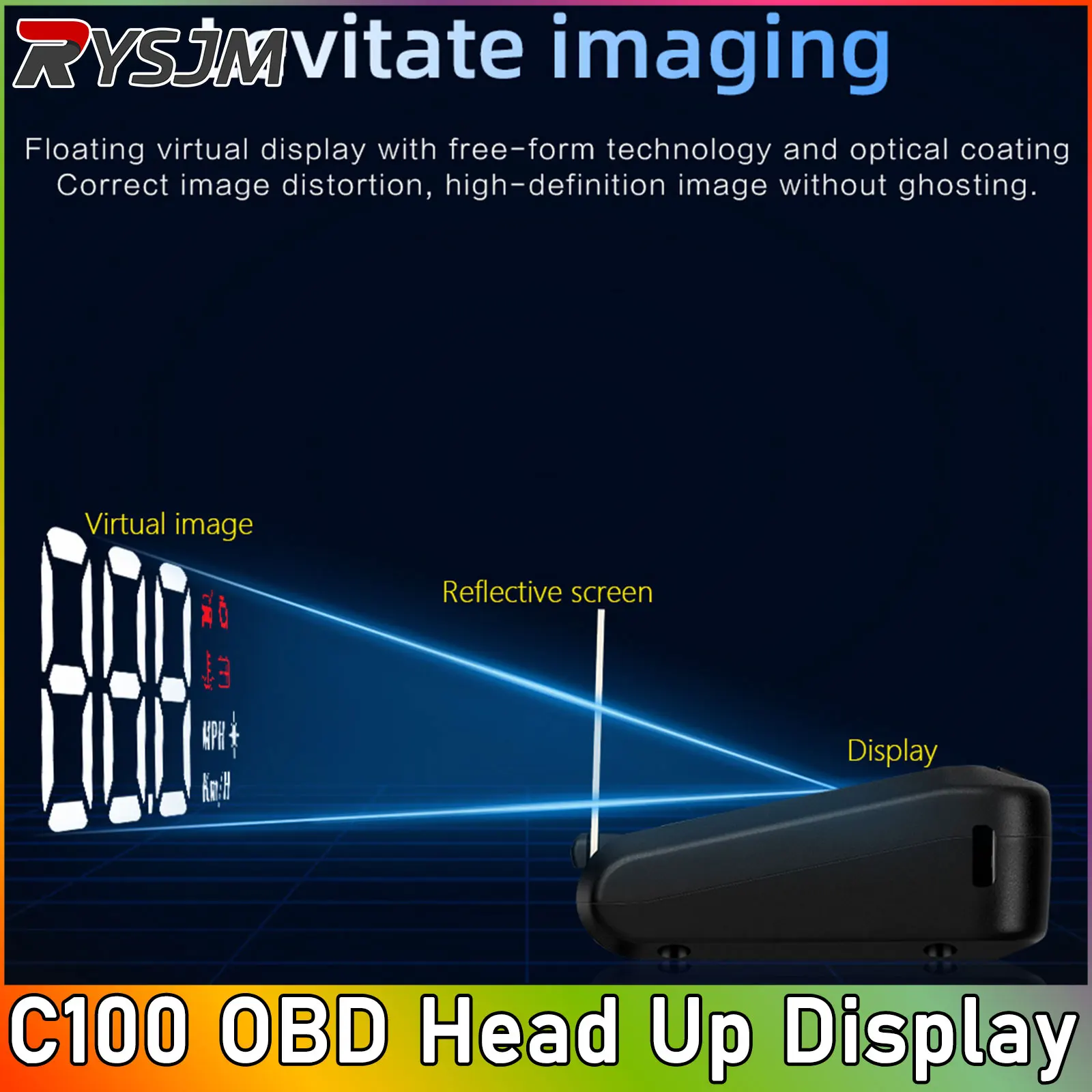 

C100 OBD HUD Спидометр Автомобильный бортовой компьютер Интеллектуальный цифровой датчик Скорость оборотов Расход топлива с сигнализацией превышения скорости Проекто