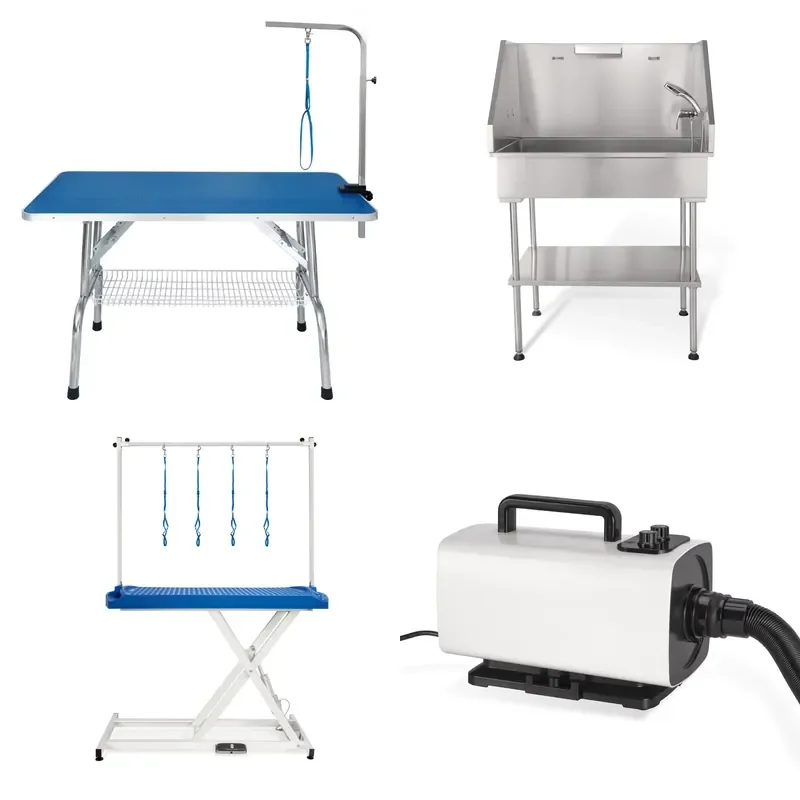 Sturdy Large Top Pet Grooming Table for Professional Use Adjustable Height and Non Slip Surface on Large Top