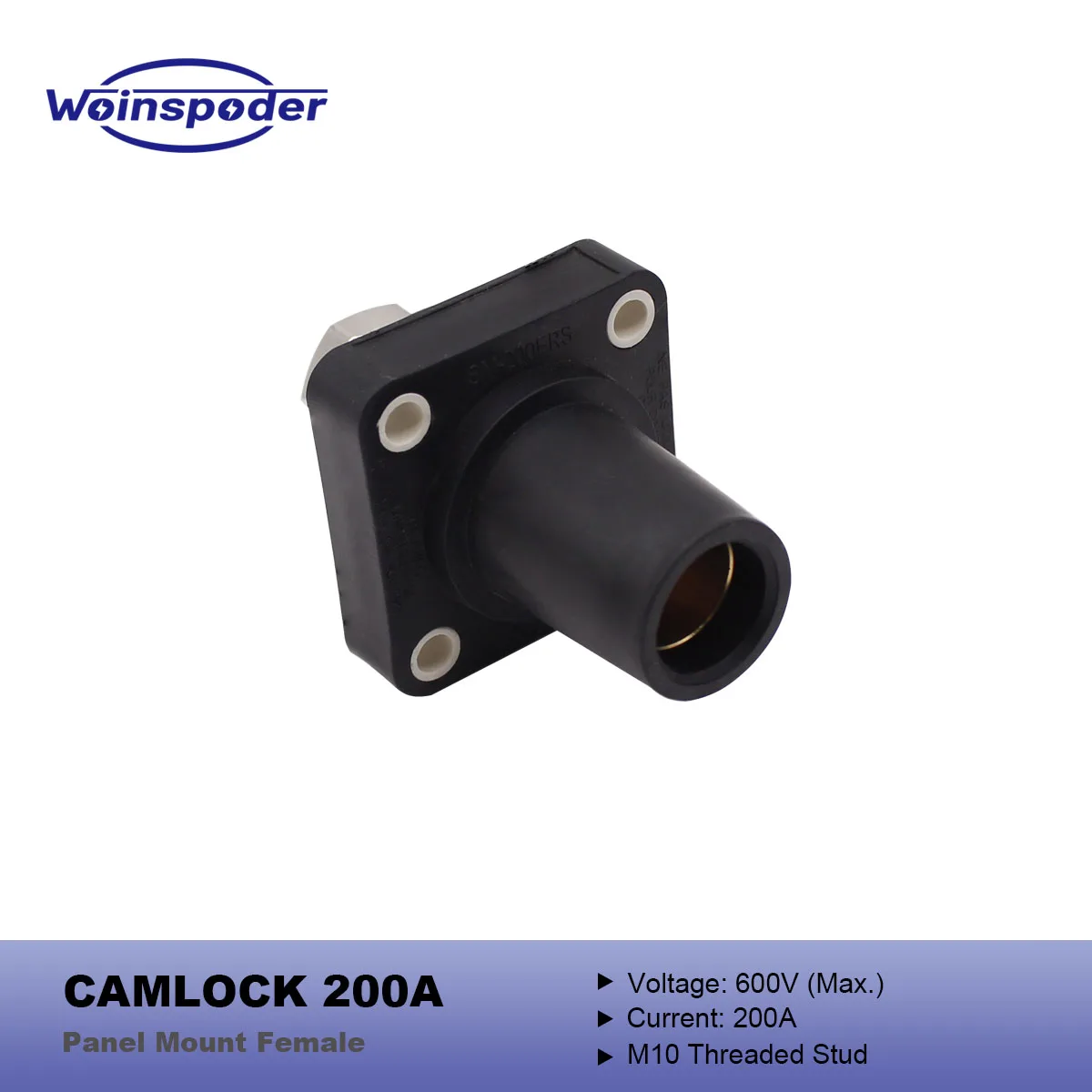 

WOINSPODER 600 В 200 А гнездовые розетки для монтажа на панели Camlock Прочный корпус из ТПВ M10 Резьбовая шпилька Латунный контакт для генератора