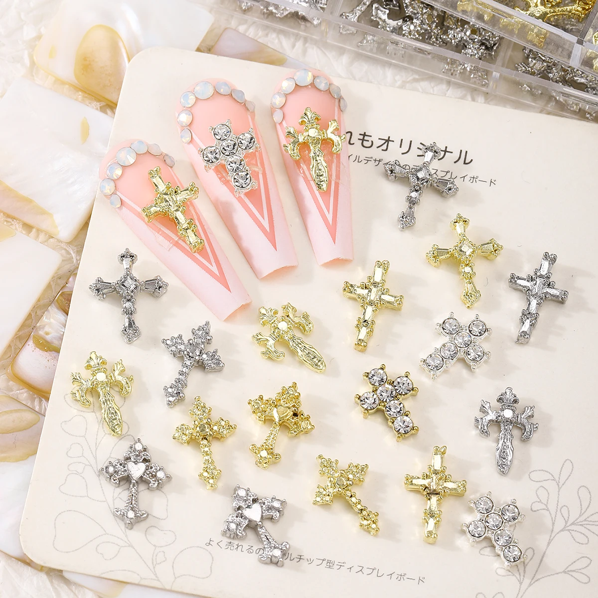 30pcs, European and American Punk Style Three-Dimensional Rhinestone Cross Nail Art Decoration, Y2Kflash Cross Nail Art Gemstone