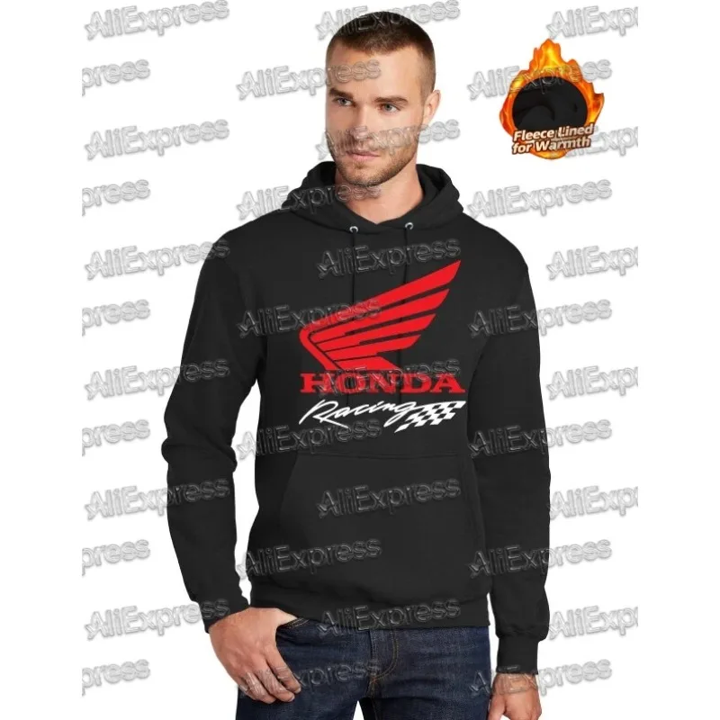 

Мужская толстовка Honda 2025 года, осенняя толстовка с капюшоном для гонок на мотоциклах, повседневная спортивная одежда с принтом, теплая байкерская одежда, бархатный свитер из 100% хлопка